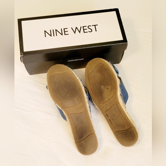 Nine West Bow Brielle Knotted Espadrill Sandal Blue Fabric Women's Size 6.5 M - Picture 5 of 5